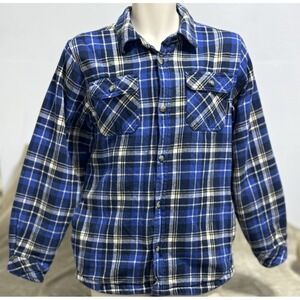 Legendary Whitetails Flannel Shirt‎ Mens Medium Buck Camp Blue Plaid Long Sleeve